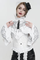 White Embroidered Lace Detachable Women's Gothic Luxurious Royal Gloves
