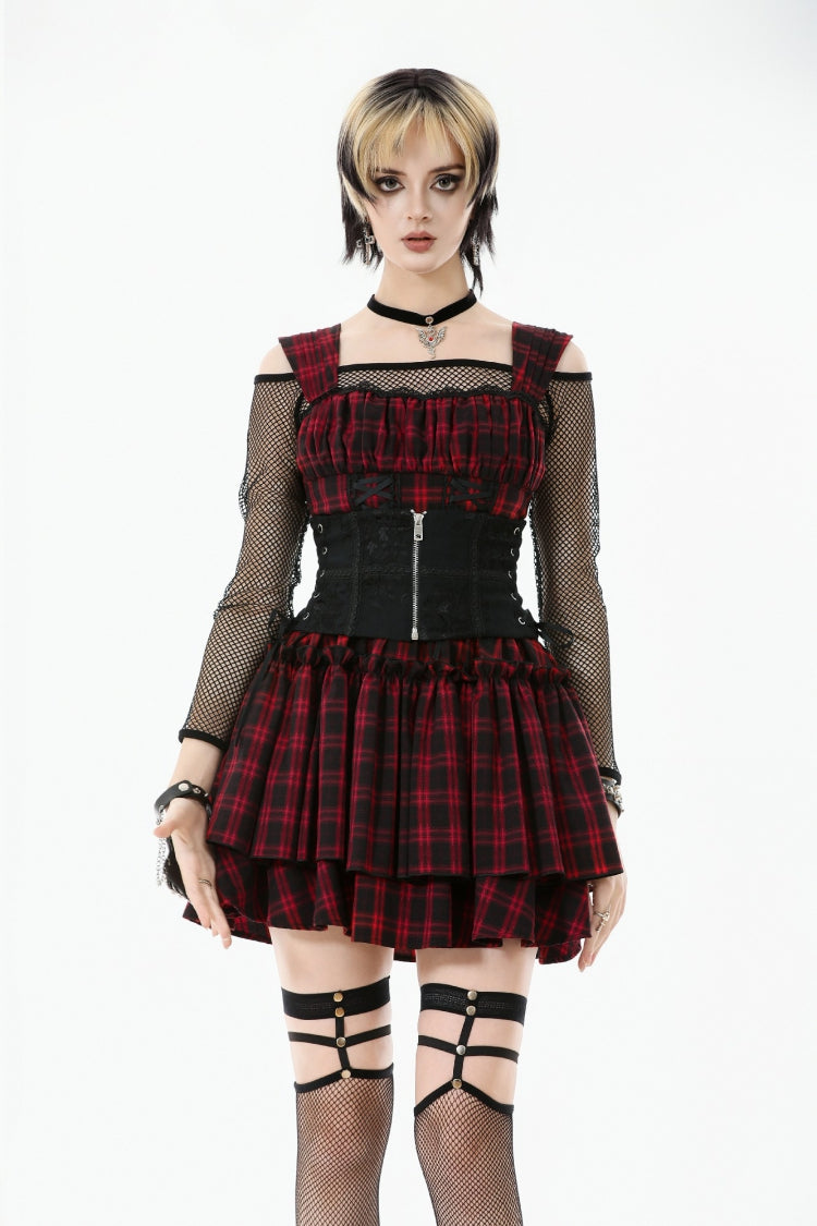 Black Floral Pattern Lace-Up Zippered Women's Gothic Waist Corset