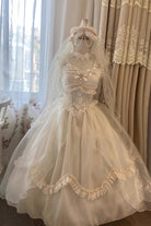 White Ruffle Hanayome Bowknot Lace Sweet Princess Lolita Jsk Dress
