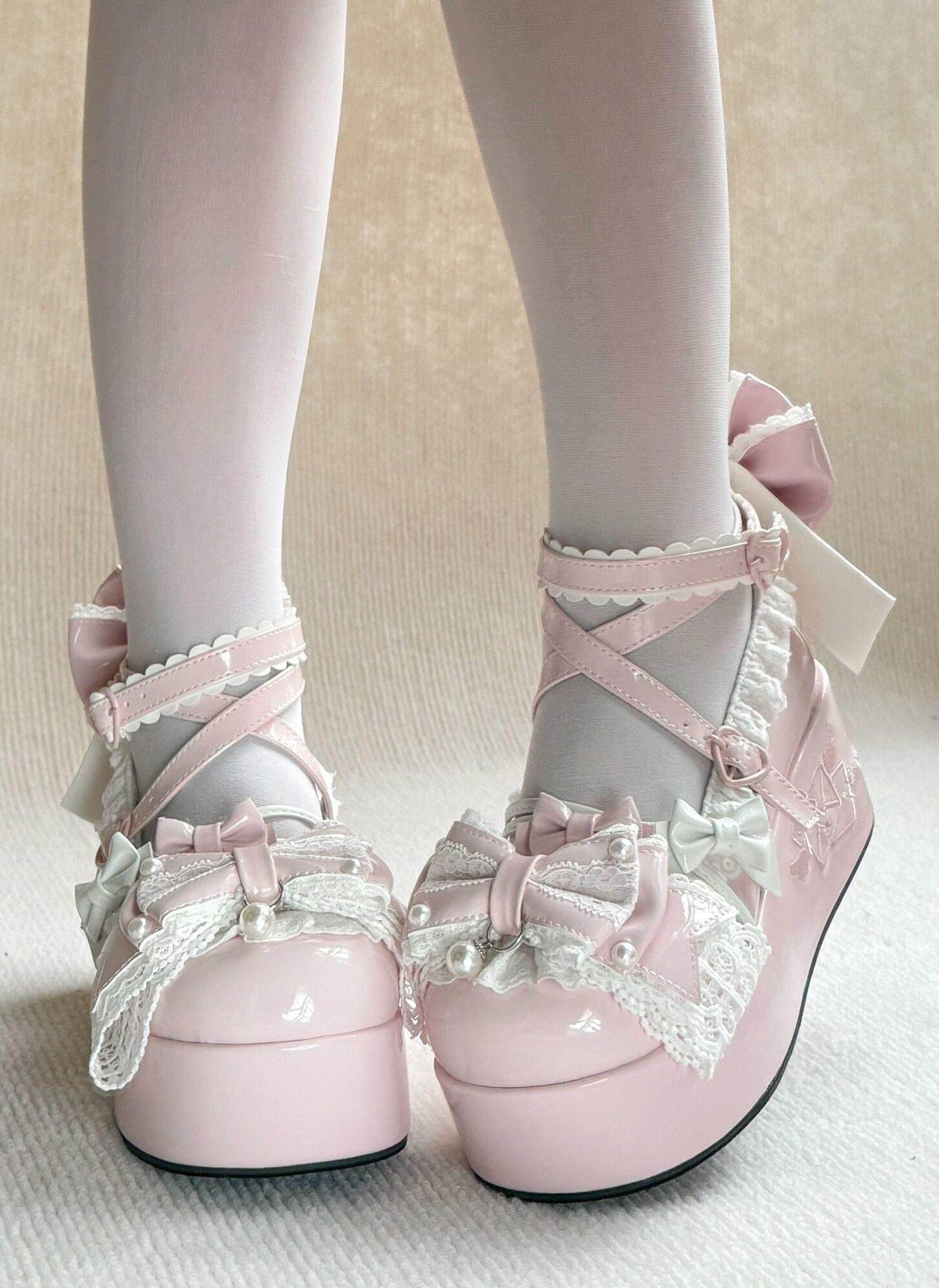 Sweet Dream Letter - Sweet Lolita High Platform Shoes, Embroidery & Bows