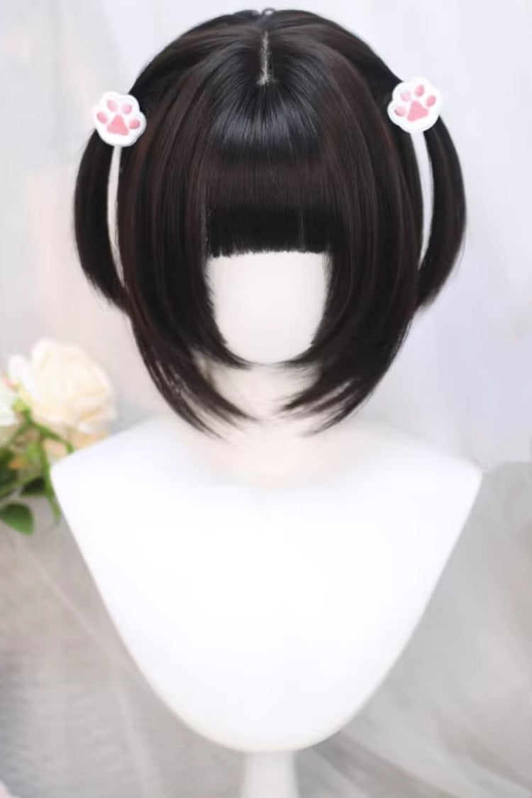 Black Tea Brown Japanese JK Style Sweet Lolita Wig with Full Bangs