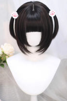 Black Tea Brown Japanese JK Style Sweet Lolita Wig with Full Bangs