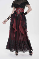 Black/Red Embroidered Lace Women's Gothic Underbust Corset Embroidered Rose Cross Underbust Corset