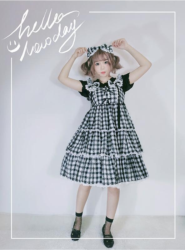 Plus Size Lolita Jumper Dress Plaid Sweet JSK