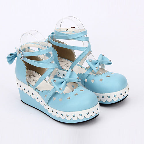 Round Toe Bowknot Lace Sweet Lolita Shoes