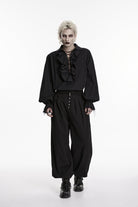 Black Studded Pleated Men's Gothic Tapered Pants