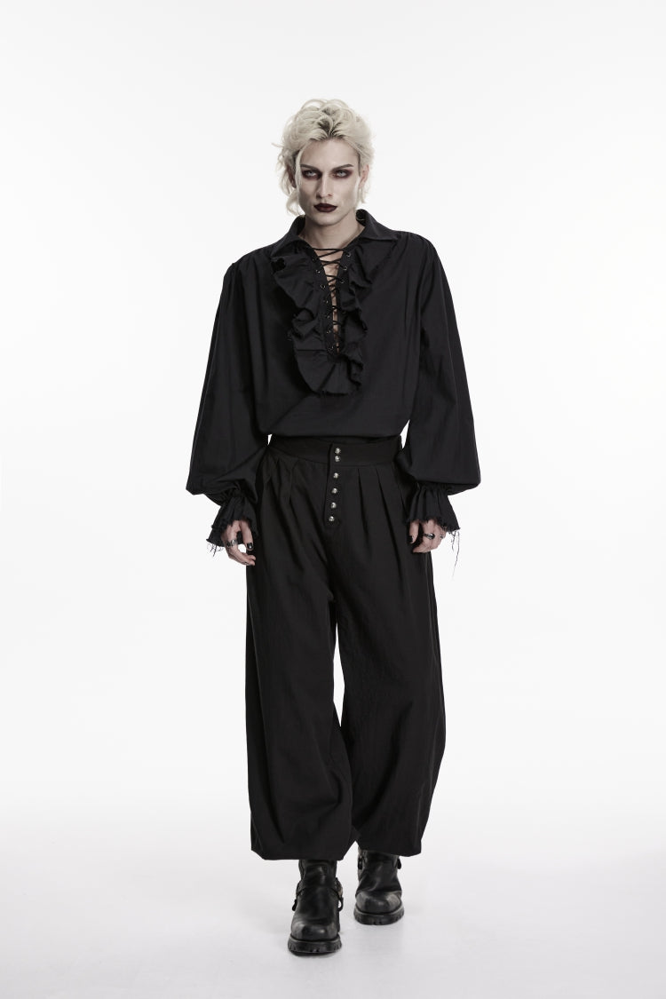 Black Studded Pleated Men's Gothic Tapered Pants