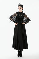 Black Bouble-Breasted Floral Lace Women's Gothic Cape