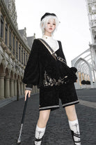 Black [Song Of Tomorrow] Long Sleeves Embroidery Asymmetric Gothic College Style Ouji Lolita Full Set