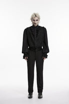 Black Embroidered Spliced Slim Men's Gothic Pants