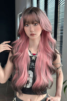 Harajuku Y2K Ombre Long Fluffy Loose-Wavy Sweet Lolita Wig with Full Bangs 2 Colors