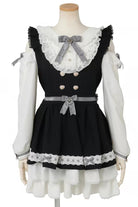 Sweet Off Shoulder Long Sleeves Ruffled Bow Lace Jirai Kei Japanese Dress Shorts Set