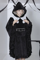 Black Bat Ruffle Hooded Sweet Lolita Coat Cloak