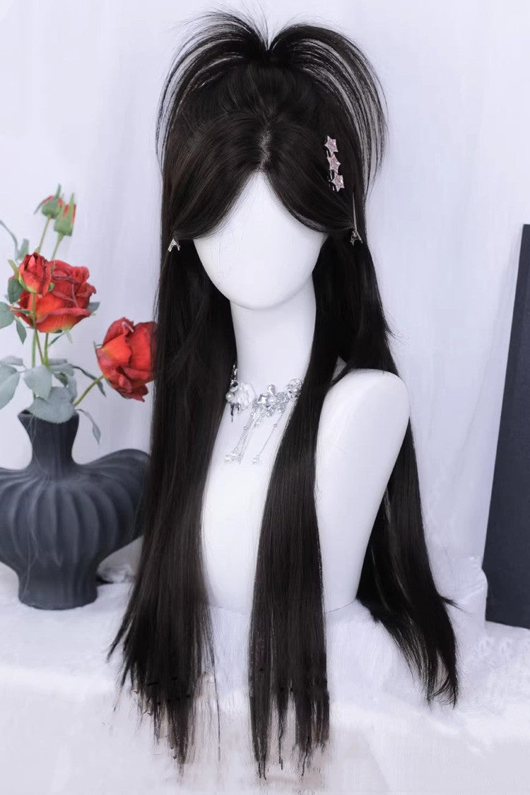 Sweet Daily Long Straight Lolita Wig with Side Part Bangs 2 Colors