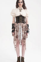 Brown Lace-Up Slim Zippered Women's Punk Underbust Corset