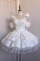 White Pray Multi-Layered Bowknot Lace Sweet Lolita Dress