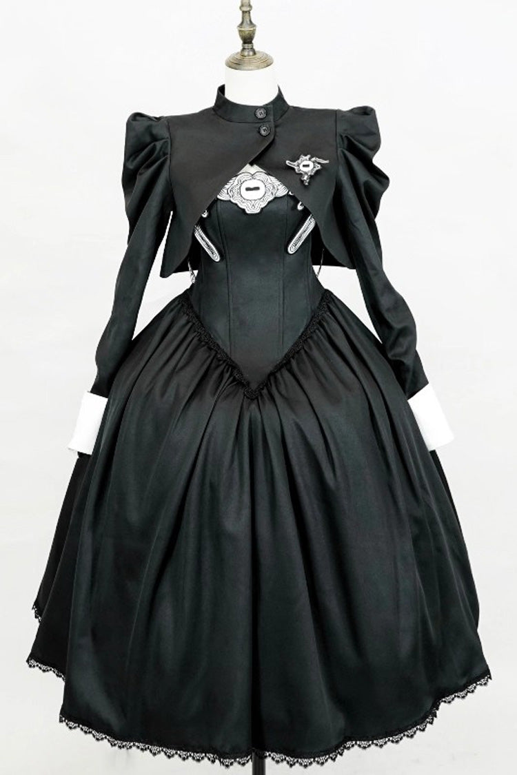 Black [Demon’s Eye] Sleeveless Ruffled Bow Gothic Lolita Dress Long Version