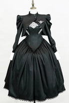 Black [Demon’s Eye] Sleeveless Ruffled Bow Gothic Lolita Dress Long Version
