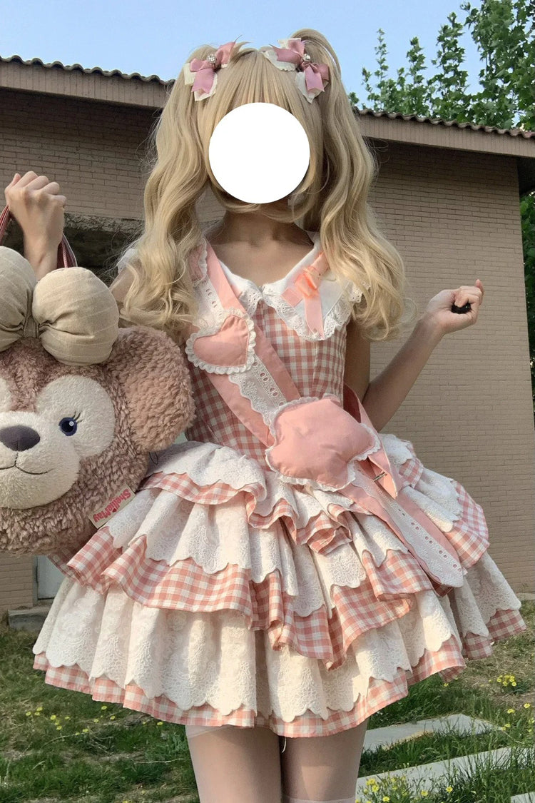 Pink [Star Grant Angel] Triple-Layered Print Ruffle Sweet Lolita Dress