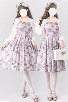 Purple [Forest Basket] Hydrangea Print Bowknot Chiffon Sweet Elegant Lolita Jsk Dress