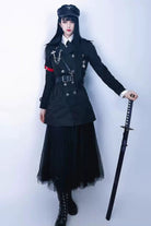 Black [The Judge] Long Sleeves Gothic Military Handsome Ouji Lolita Coat