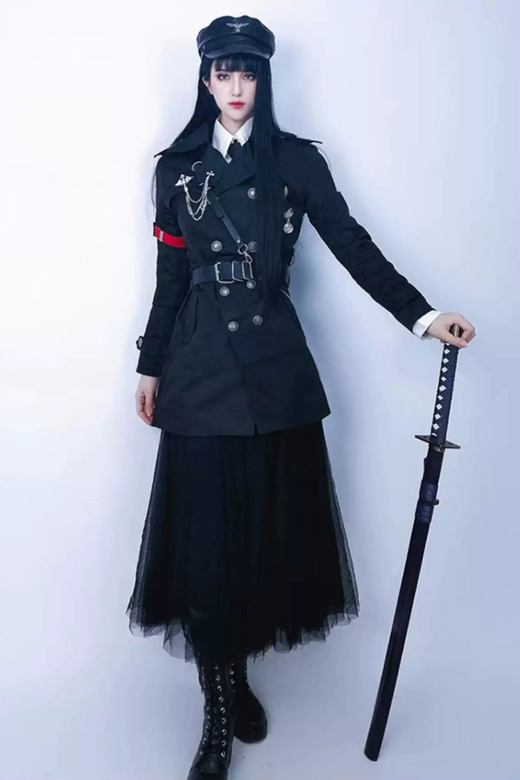 Black [The Judge] Long Sleeves Gothic Military Handsome Ouji Lolita Coat