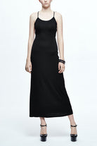 Black Five Pointed Star Mid Length Womens Gothic Slip Dress