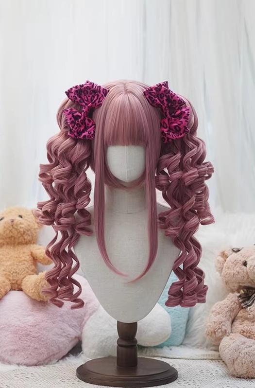 Old School Lolita See-through Bangs Wig, Curly Ponytails