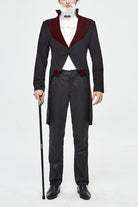 Black And Red Retro Embroidered Mens Gothic Coat