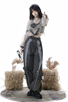 Black [Infinite Battlefield] Long Sleeves Printed Techwear Style Gothic Handsome Ouji Lolita Set