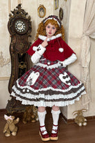 Red Long Sleeves Triple-Layered Printed Ruffled Bow Sweet Lolita Jsk Dress Set