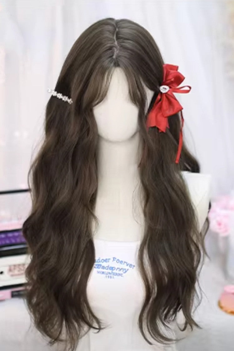 Hazelnut Ash Brown Center Part Fluffy Soft Wavy Sweet Lolita Long Wig