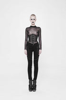 Black Lace-Up Slim Buckled Women's Punk Cool Girdle