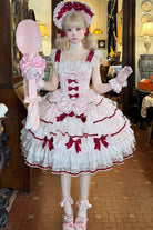 Pink [Moon-Tide Butterfly’s Call] Sleeveless Multi-Layered Ruffle Bowknot Lace Sweet Lolita Jsk Dress