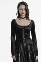 Black Long Sleeves Gradient Irregular Women's Gothic Blouse