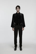 Black Embroidered Lace Buckled Men's Gothic Pants