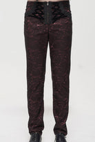 ine Gothic Glossy Pattern Drawstring Lace Decoration Men's Pants
