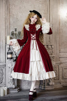 Red [Letters and Poems · Nutcracker Box] Long Sleeves Ruffled Open-Front Bow Lace-Up Gothic Lolita Dress
