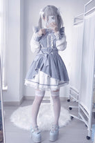 [Little Idol] Ruffle Bowknot Lace Irregular Asymmetric Jirai Kei Dress 6 Colors