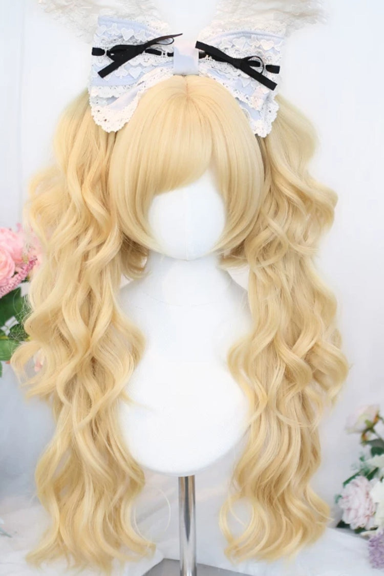 Light Gold Sweet Lolita Roman Curls Twin Ponytails Wig Set