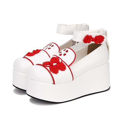 Chinese Embroidery Decoration Thick Base Classic Lolita Shoes