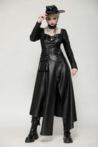 Black Women's Punk Long Sleeves Cut-Out Side Slit Irregular Hem Dress