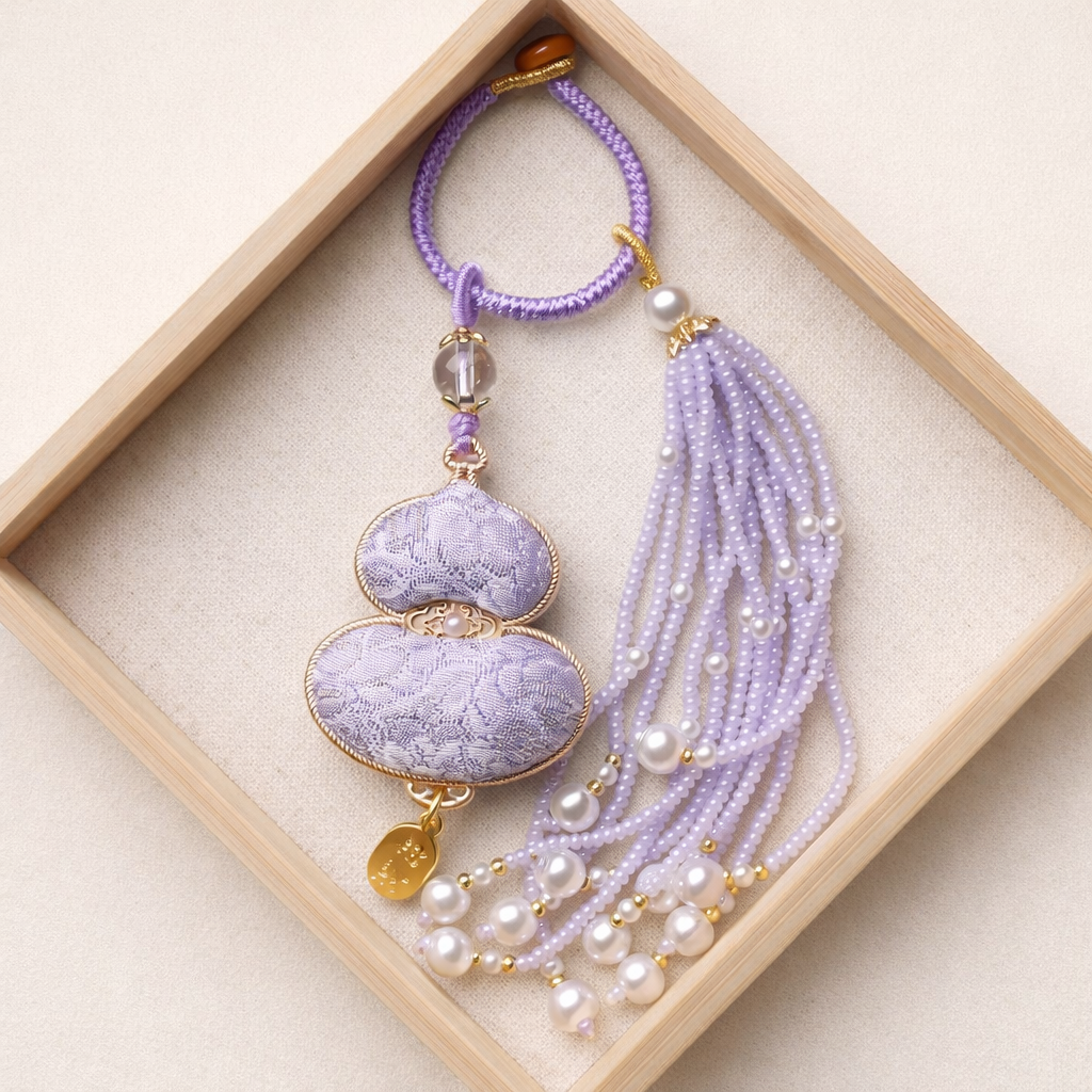 Chinese Song Brocade Gourd Bag Charm & Keychain
