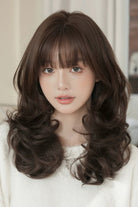 Black Brown Full Air Bangs Multi-Layered Sweet Daily Lolita Length Wig