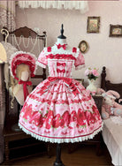 Strawberry Box - Sweet Lolita OP Dress, Strawberry Print