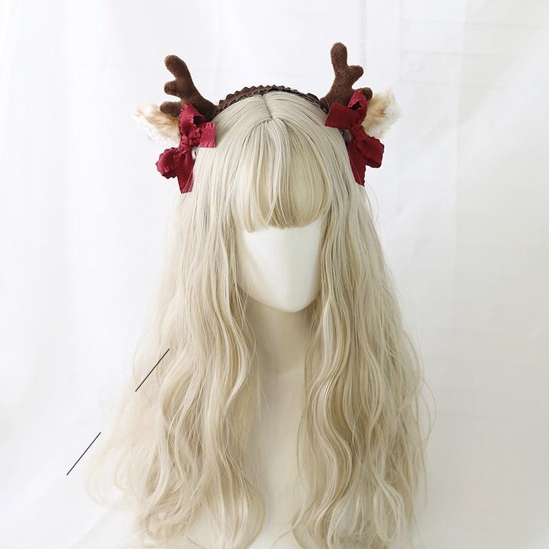 Xiaogui - Christmas Sweet Red Lolita KC Cute Elk Antlers Headwear