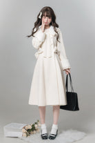White [First Snow] Doll Collar Long Sleeves Bow Sweet Lolita Coat