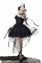 Black [Black Swan's Prayer] Sleeveless Ruffle Bowknot Gothic Ballet Lolita Jsk Dress