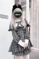 [Twilight Reimi] Long Sleeves Printed Ruffled Bow Lace Sweet Jirai Kei Japanese Dress Shorts Set 4 Colors