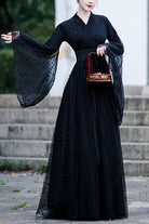 Black Costume Polka Dot Print Classic Hanfu Dress